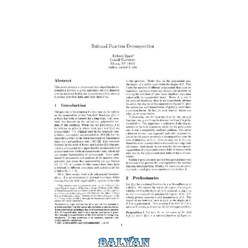 e7699610014103c04b1c3d477bd4f8e0.jpg دانلود کتاب Rational function decomposition - تصویر 1