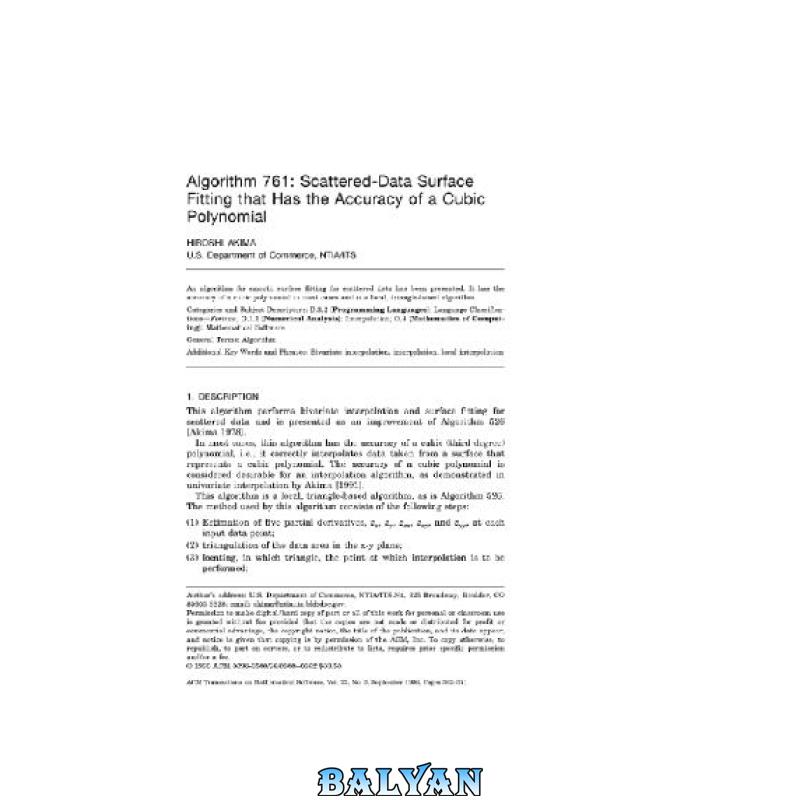 Algorithm 761. Scattered data surface fitting