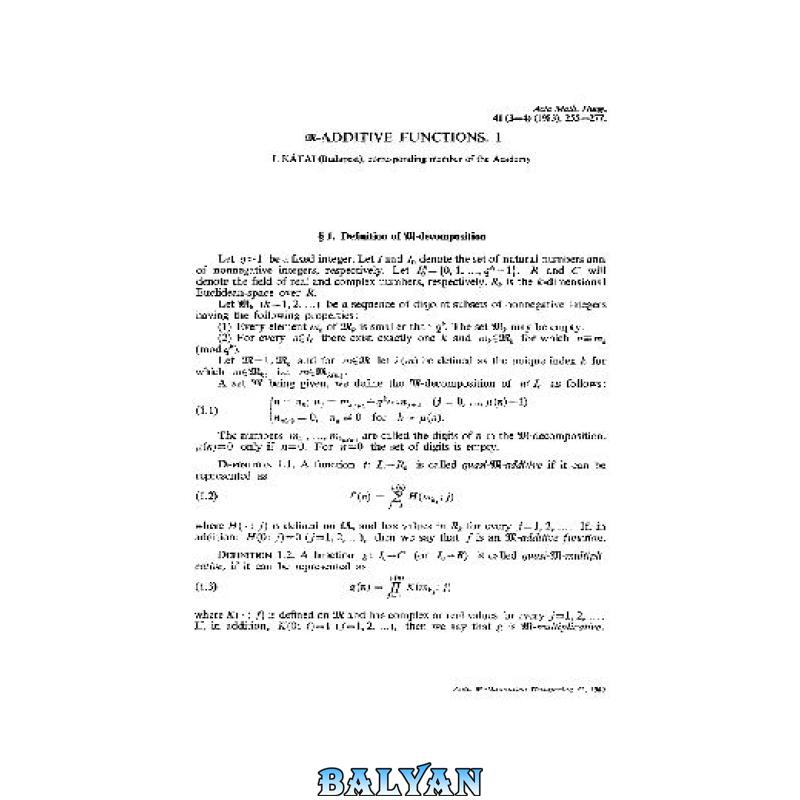 M-Additive functions. I