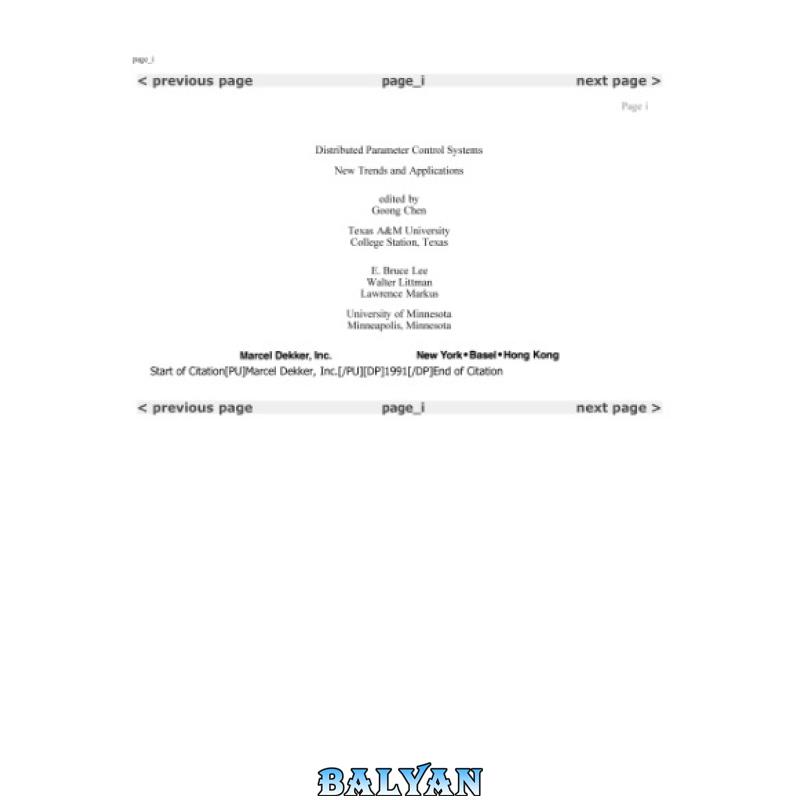 9d71fab6e7bc5464d4d77daf4d197824.jpg دانلود کتاب Distributed Parameter Control Systems - تصویر 1